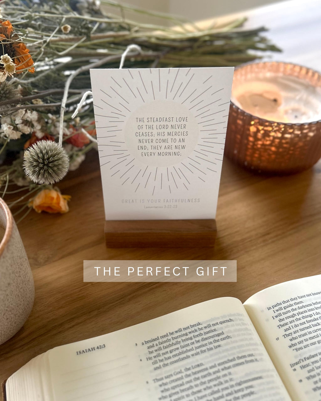Take Heart ESV Scripture Cards Set, 52 Cards with Wooden Display Stand, Christian Inspirational Decor