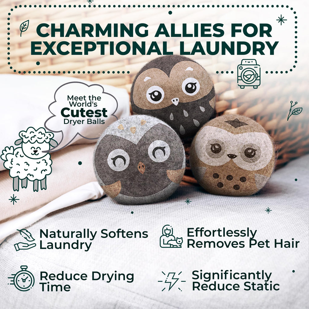 No More Dryer Sheets! Reusable Wool Dryer Balls XL 6-Pack - Reduces Static, Cuts Dry Time, & Softens Naturally