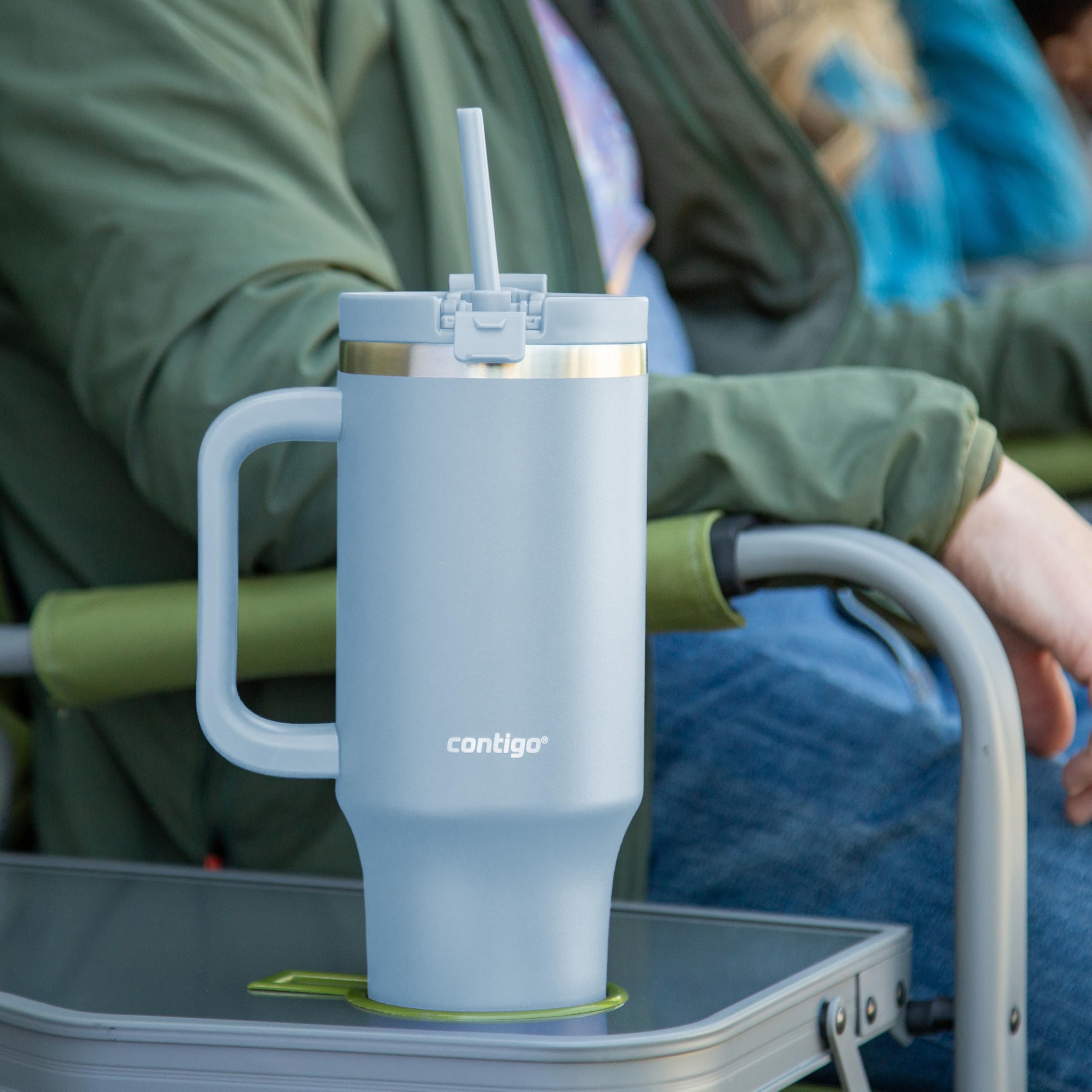 Contigo Streeterville Tumbler, 40 oz (1.18 L), Insulated Stainless Steel Water Bottle with Straw and Leak-Proof Lid, Glacier