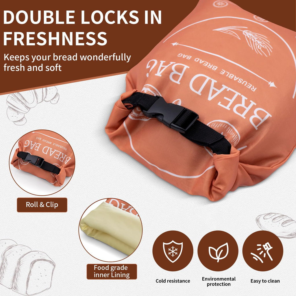 2 Pack XL Reusable Beeswax Bread Bags for Homemade Bread, Sourdough Bread Baking Supplies, Sourdough Bread Bags for Bread Storage Keep Sourdough Fresh, Freezer-Safe, Eco-Friendly (Orange&Grey)
