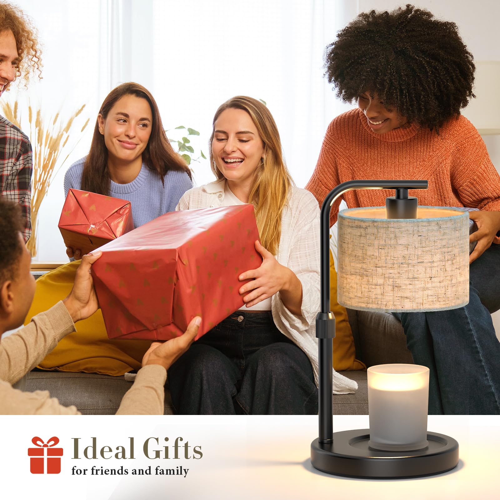 Spclsim Black Candle Warmer Lamp with Timer Dimmer, Adjustable Height Electric Candle Warmer Wax Heater with 2 Bulbs, Birthday Gifts for Mom Women Her, House Warming Gifts New Home