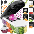 Fullstar Vegetable Chopper & Mandoline Slicer - Julienne Cutter Dicer Grater for Food Veggie Onion Cucumber Tomato Salad Potato Cheese - Kitchen Essentials & Gadgets (Compact 6-in-1, White)