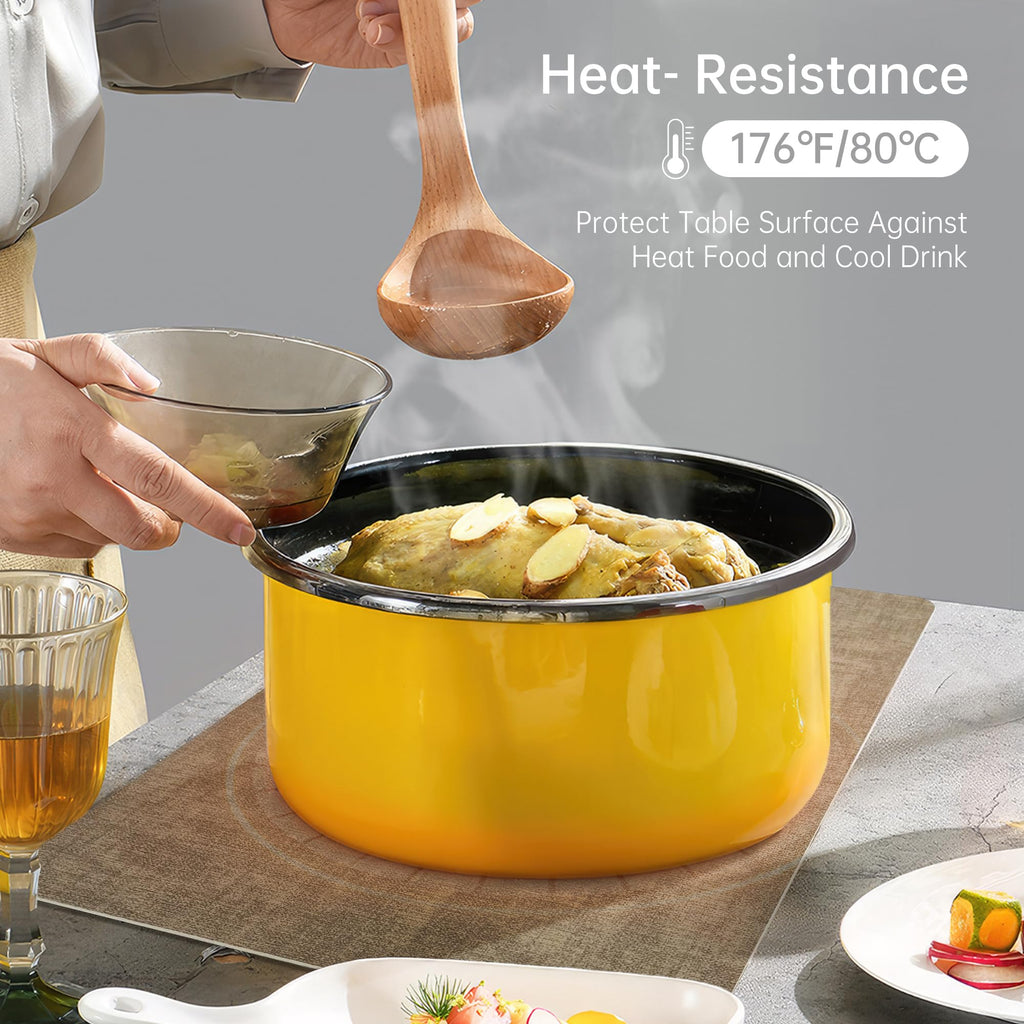 KitchenBoss Placemats Set of 6: 17"x11.8" Double-Sided Available Dining Table Mats Durable Place Mats + Coasters of 6, Vinyl Heat Resistant Napperon de Table, Washable Non-Slip Table Placemats
