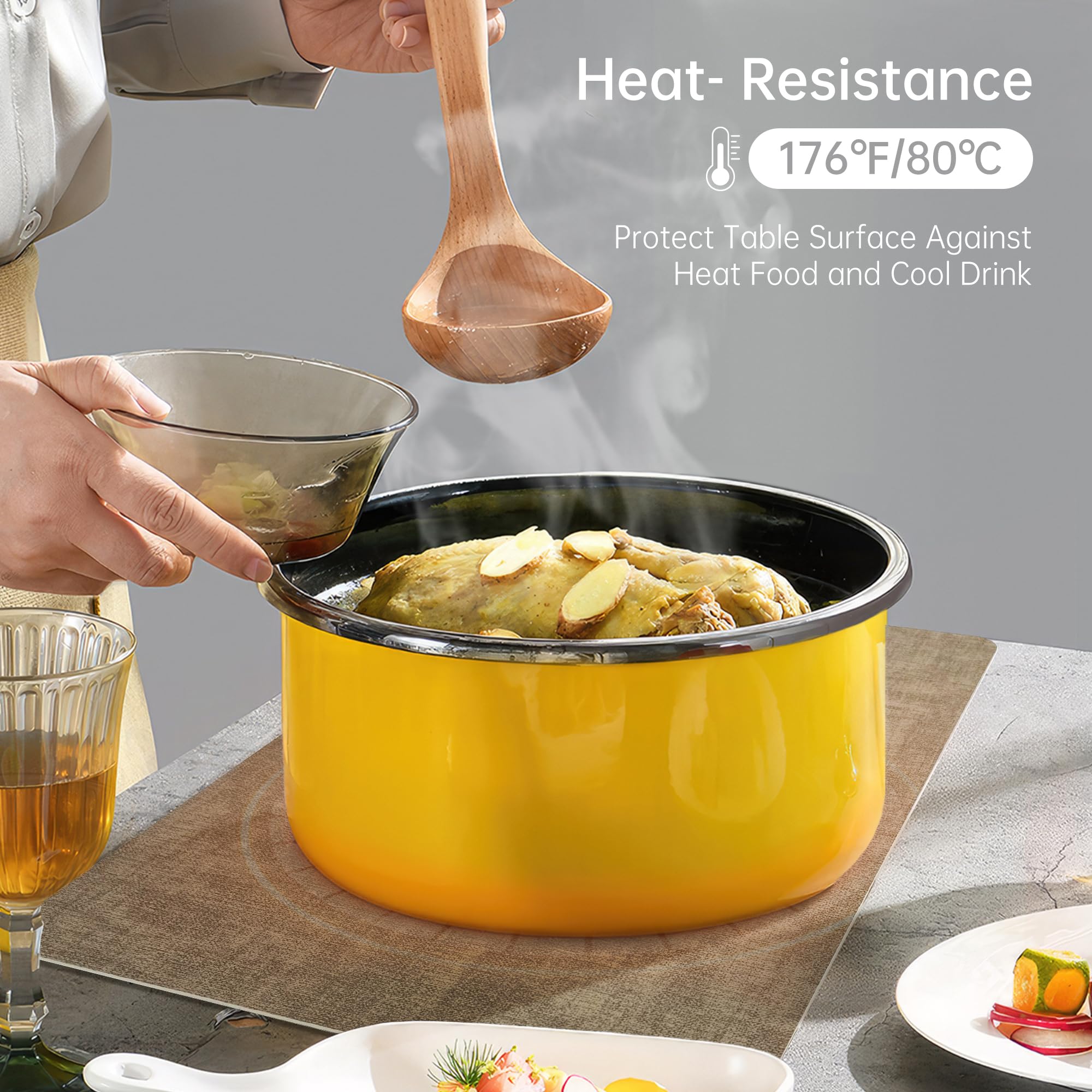 KitchenBoss Placemats Set of 6: 17"x11.8" Double-Sided Available Dining Table Mats Durable Place Mats + Coasters of 6, Vinyl Heat Resistant Napperon de Table, Washable Non-Slip Table Placemats