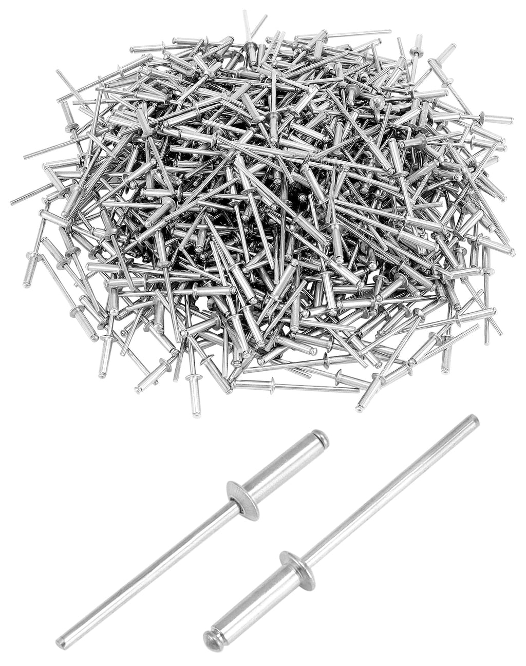 QWORK Aluminum Blind Rivets, 500 Pcs 1/8" x 1/2" ((3.2x12mm) Pop Rivets Assortment, Blind Rivet, Silver