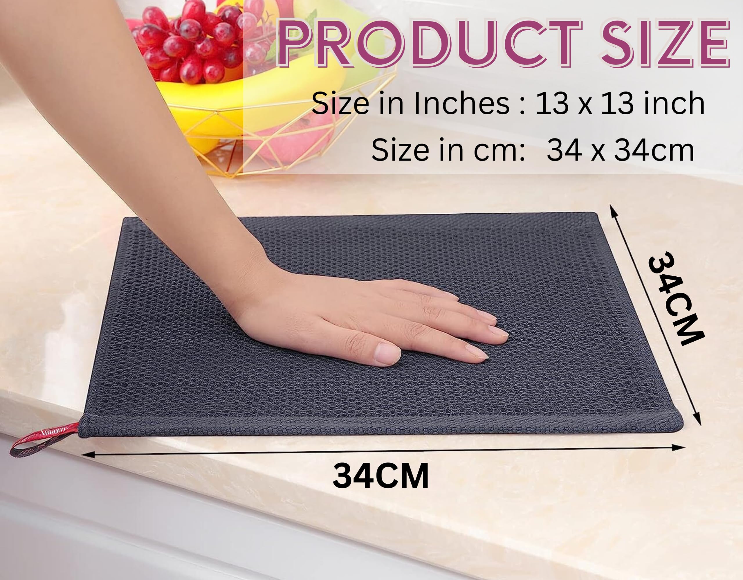 Sezy Kitchen Towels 100% Pure Cotton, Pack of 6, Highly Absorbent Super Soft Kitchen Towels, Waffle Weave Dish Cloths for Kitchen Washing Up, Quick Drying Durable Kitchen Cloth