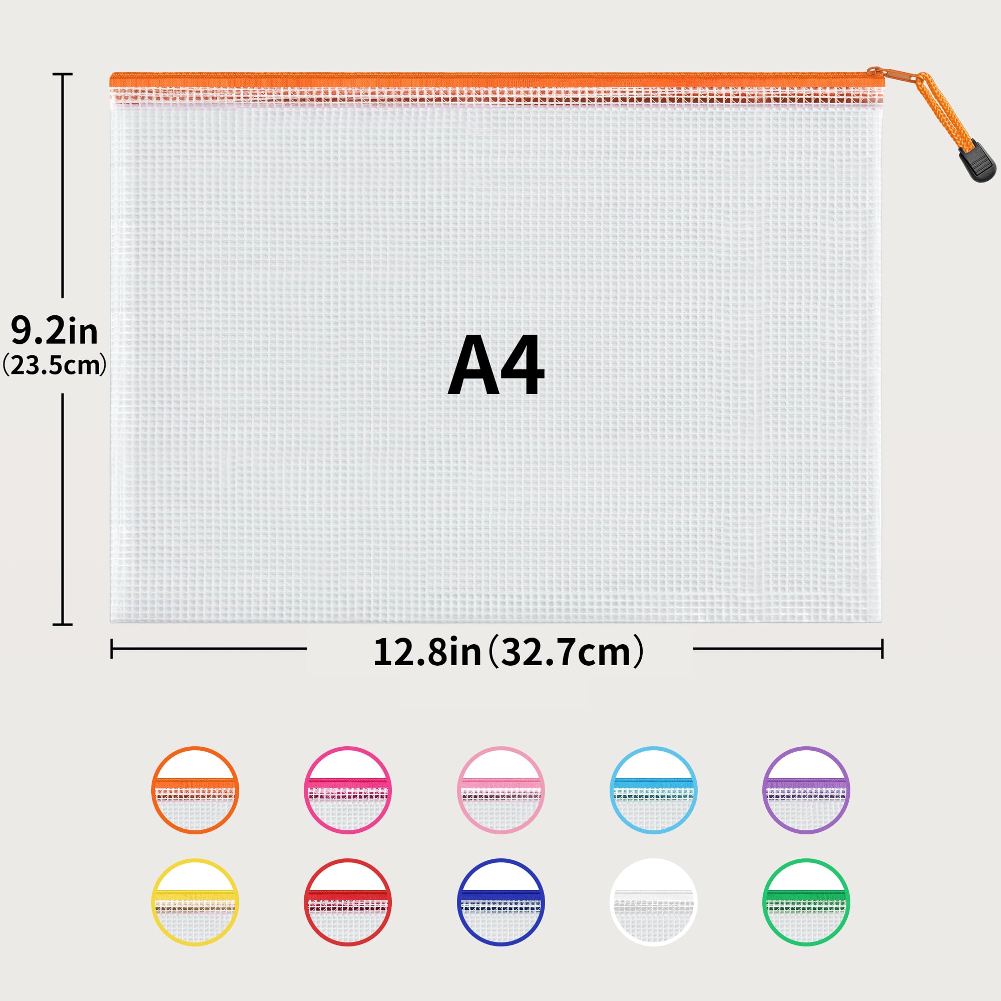 JARLINK 36 Pack 10 Colors Zipper Mesh Document Pouch, A4 Letter Size Mesh Bags for Board Games & Puzzles, Waterproof Document Zipper Pouches for Office School Supplies, Toys, Cosmetics Travel Storage