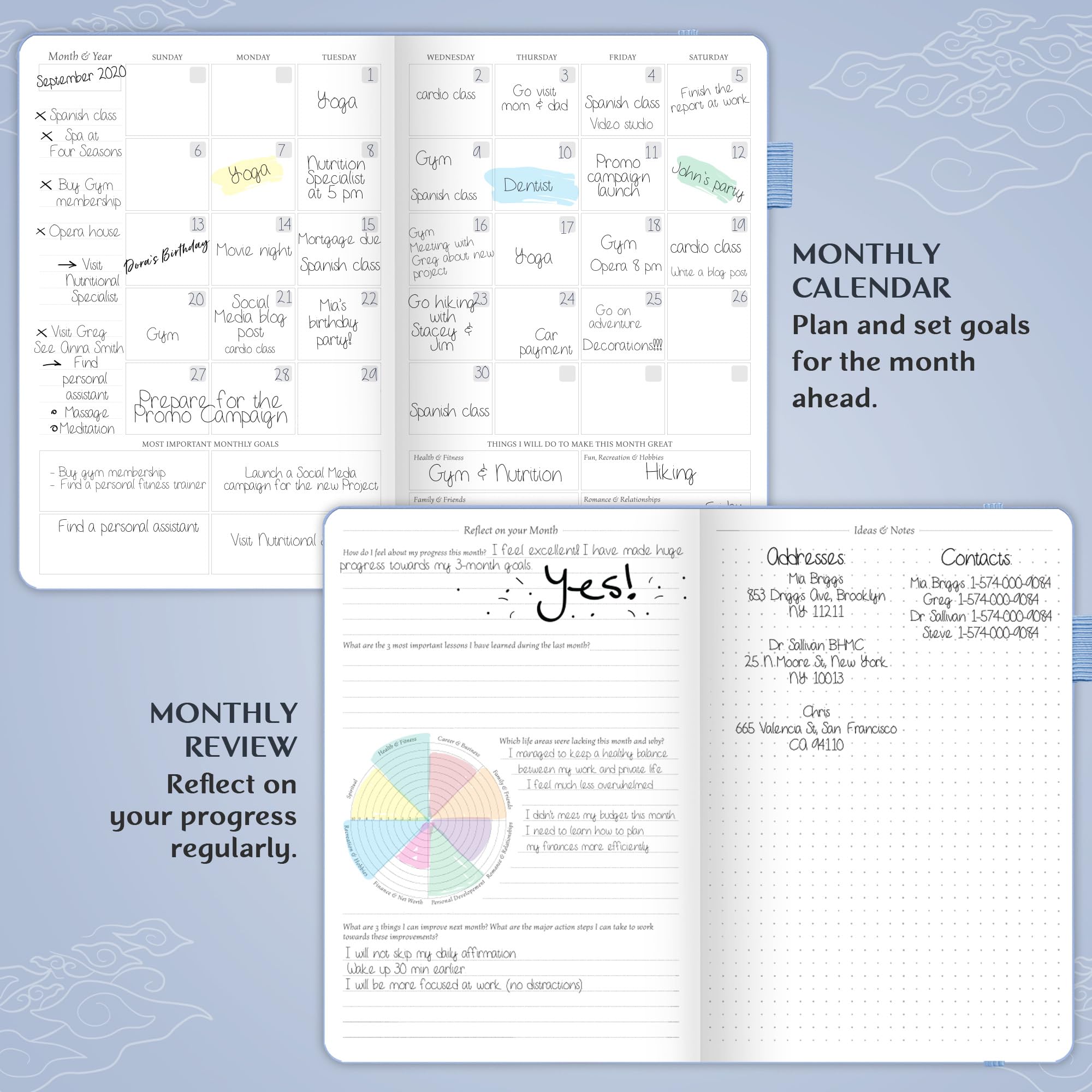 Legend Planner – Deluxe Weekly & Monthly Life Planner to Hit Your Goals & Live Happier. Organizer Notebook & Productivity Journal. A5 Hardcover, Undated – Start Any Time + Stickers – Periwinkle