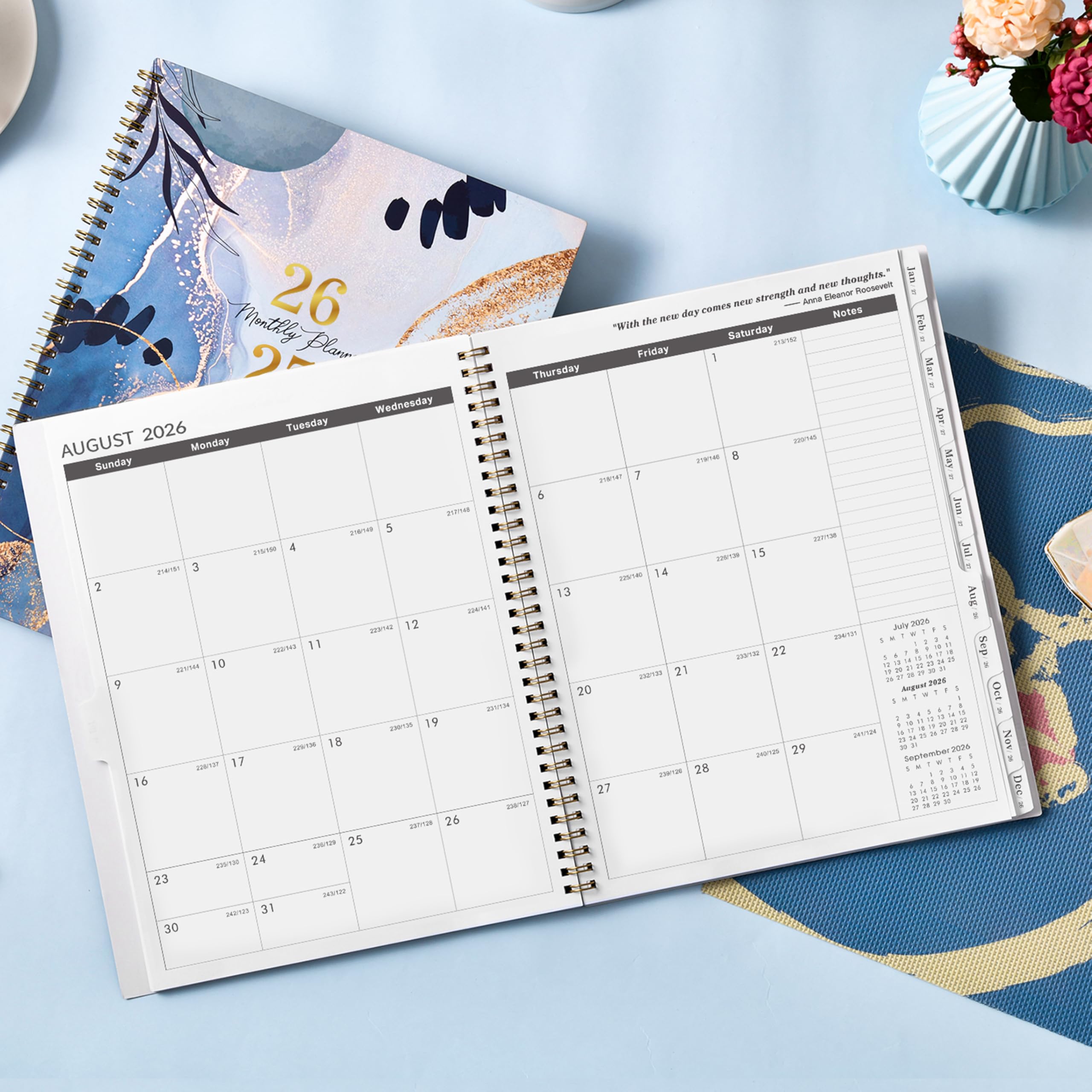 2026-2027 Monthly Planner - JAN 2026 - DEC 2027, 8.5" x 11" 24 Monthly Planner 2026-2027, Calendar Planner with Tabs, Inner Pocket, Thick Paper - Leaf Sand
