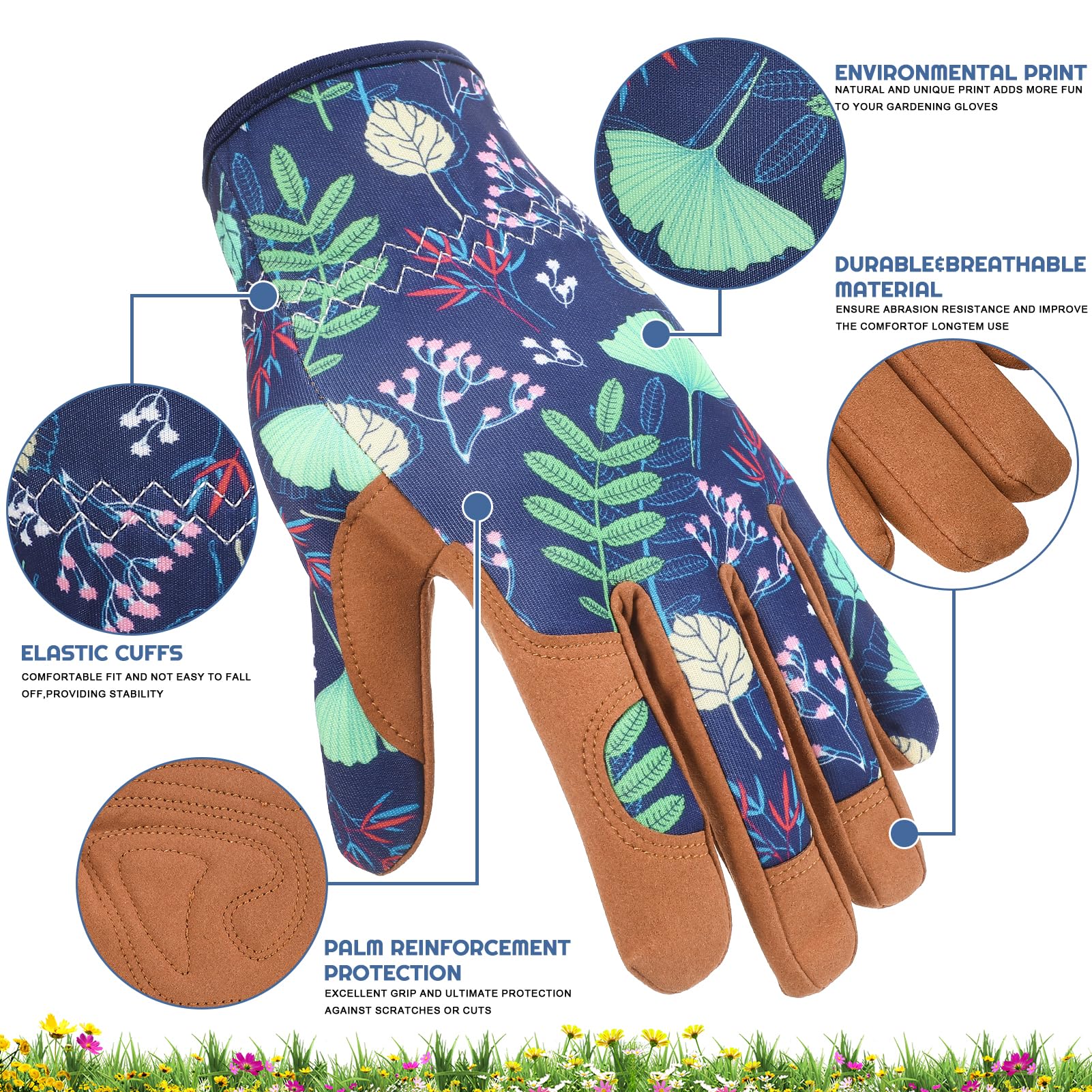 Jspupifip 2 Pairs Gardening Gloves for Women Short Long Leather Breathable Thorn Proof Protection Glove for Pruning Garden Work