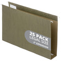 Blue Summit Supplies Extra Capacity Hanging File Folders, Heavy Duty, 2?? Expansion Filing Folders, 1/5 Tab, for Bulky Files, Legal Charts, Manuals, Standard Green, Legal Size, 25 Pack