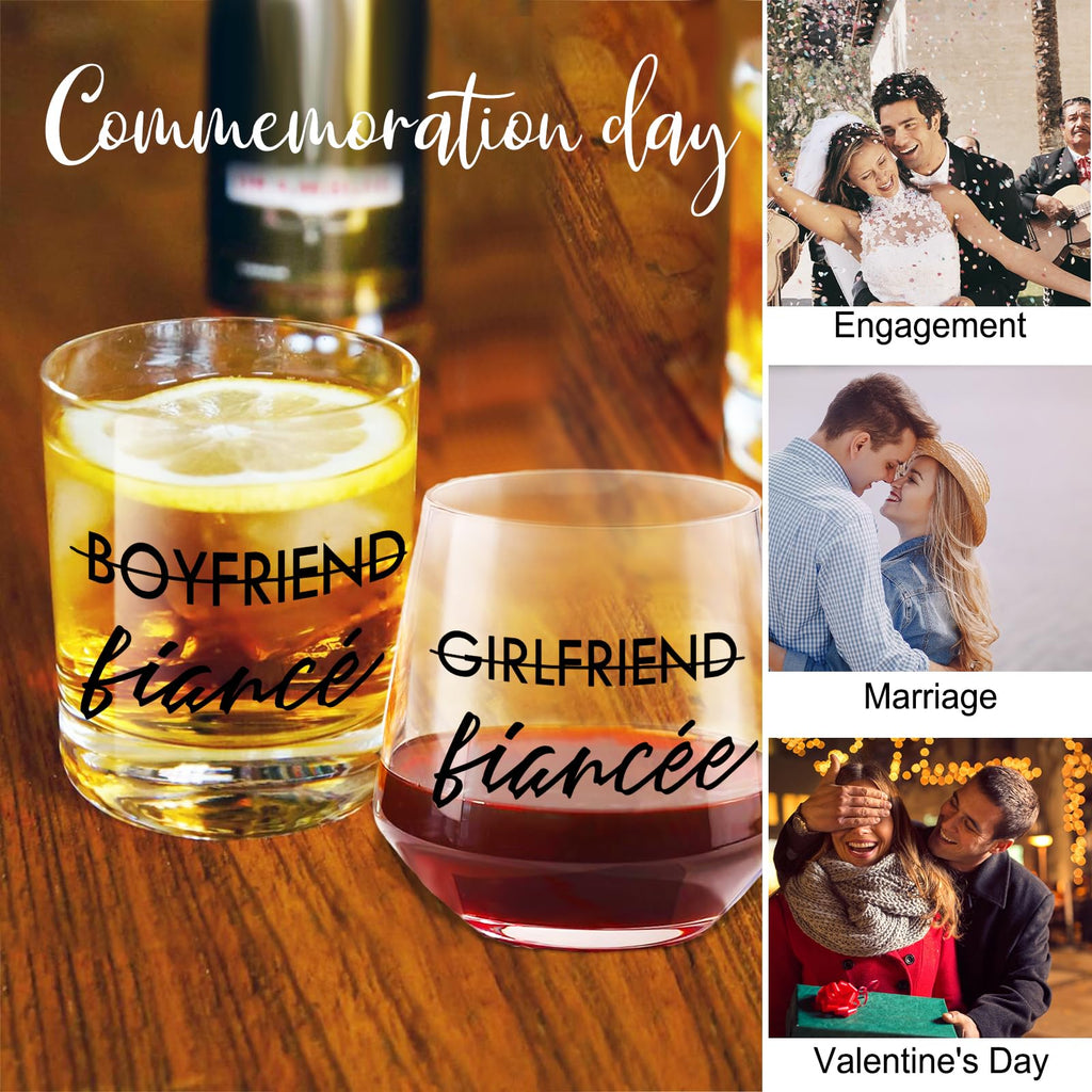 Engagement Gifts for Couples Gifts for Newly Engaged Couples Fiancee Fiance Gifts for Her and Him Whiskey Wine Glasses Bride to Be Fiance Gifts for Women Engagement Party Decorations