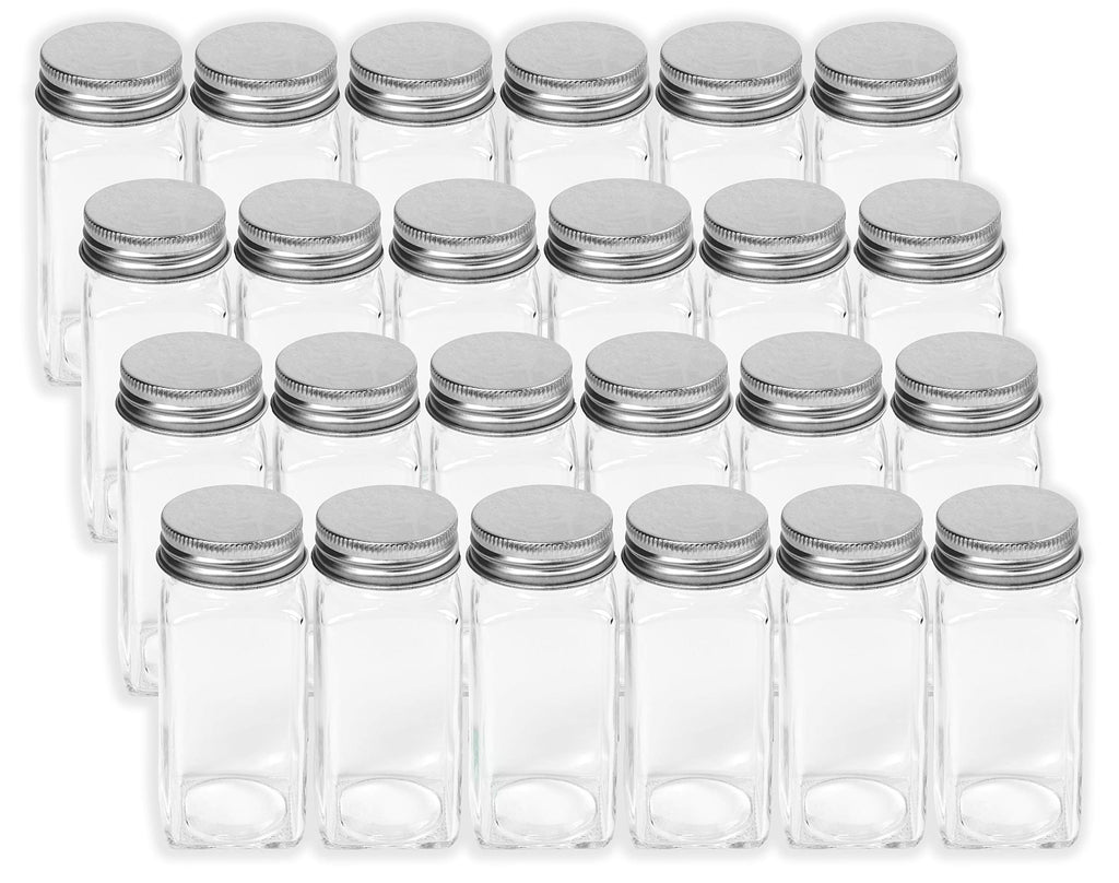 Simple Houseware Spice Jars 24 Pack-4oz Glass Square Bottles with Labels