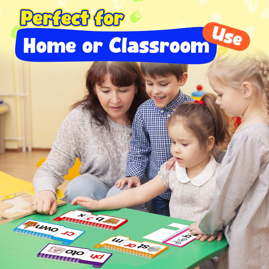 40 Read and Rhyme Flip Books,Phonics Word Family Build Book Learn to Read Phonics Flash Cards,Sight Words Flash Cards Kindergarten Reading Books,Flip Book Word Games for Preschool Learning Activities