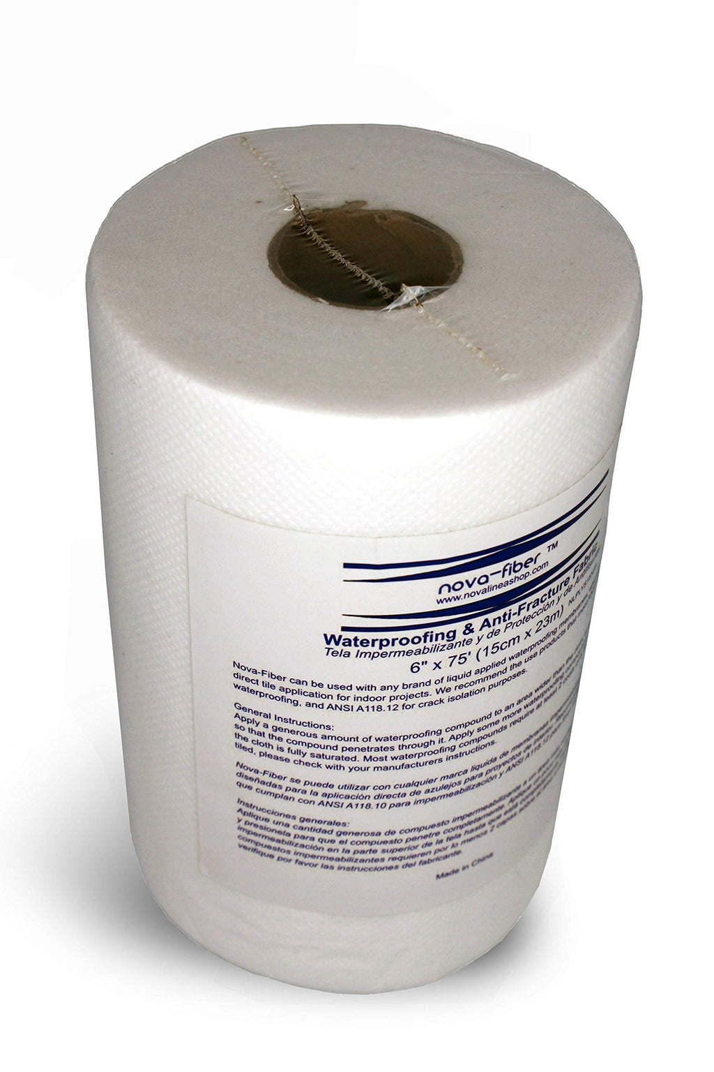 Nova-Fiber 6" x 75' Roll - Reinforcing and Anti-Fracture Mesh Tape for Liquid Waterproofing Membranes in Bathrooms, Showers, Walls, Floors, and Tiles
