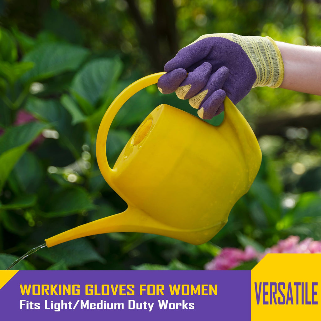 COOLJOB 2 Pairs Gardening Work Gloves for Men and Women, Breathable Base Rubber Coated Non-Slip, for Lawn Yard Patio Gardener, Durable Washable and Reusable, Green & Yellow, Small