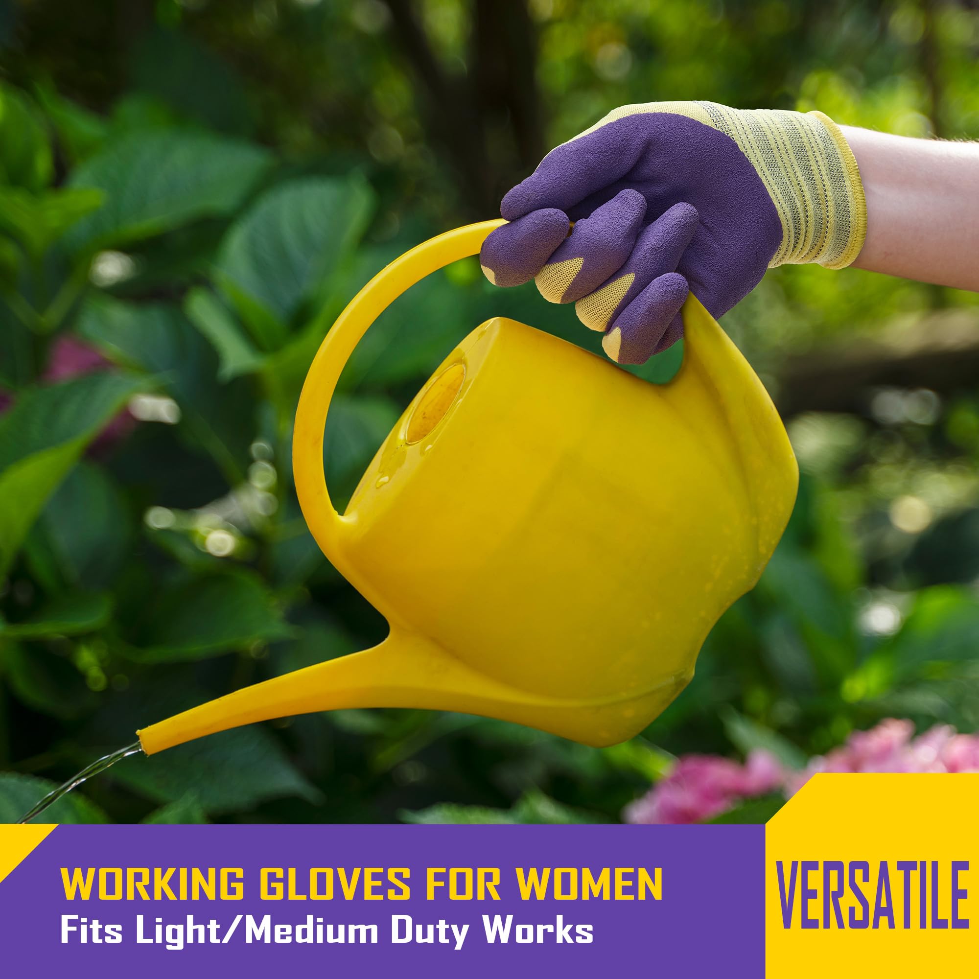 COOLJOB 2 Pairs Gardening Work Gloves for Men and Women, Breathable Base Rubber Coated Non-Slip, for Lawn Yard Patio Gardener, Durable Washable and Reusable, Green & Yellow, Small