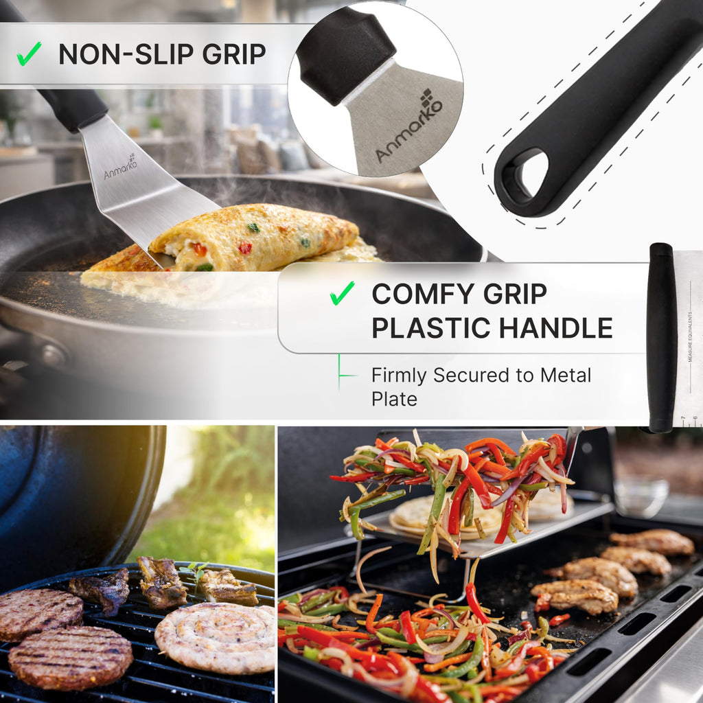 Professional Stainless Steel Spatula Set - Pancake Flipper - Hamburger Turner and Griddle Scraper - Metal Utensil Great for BBQ Grill Flat Top – Commercial Grade