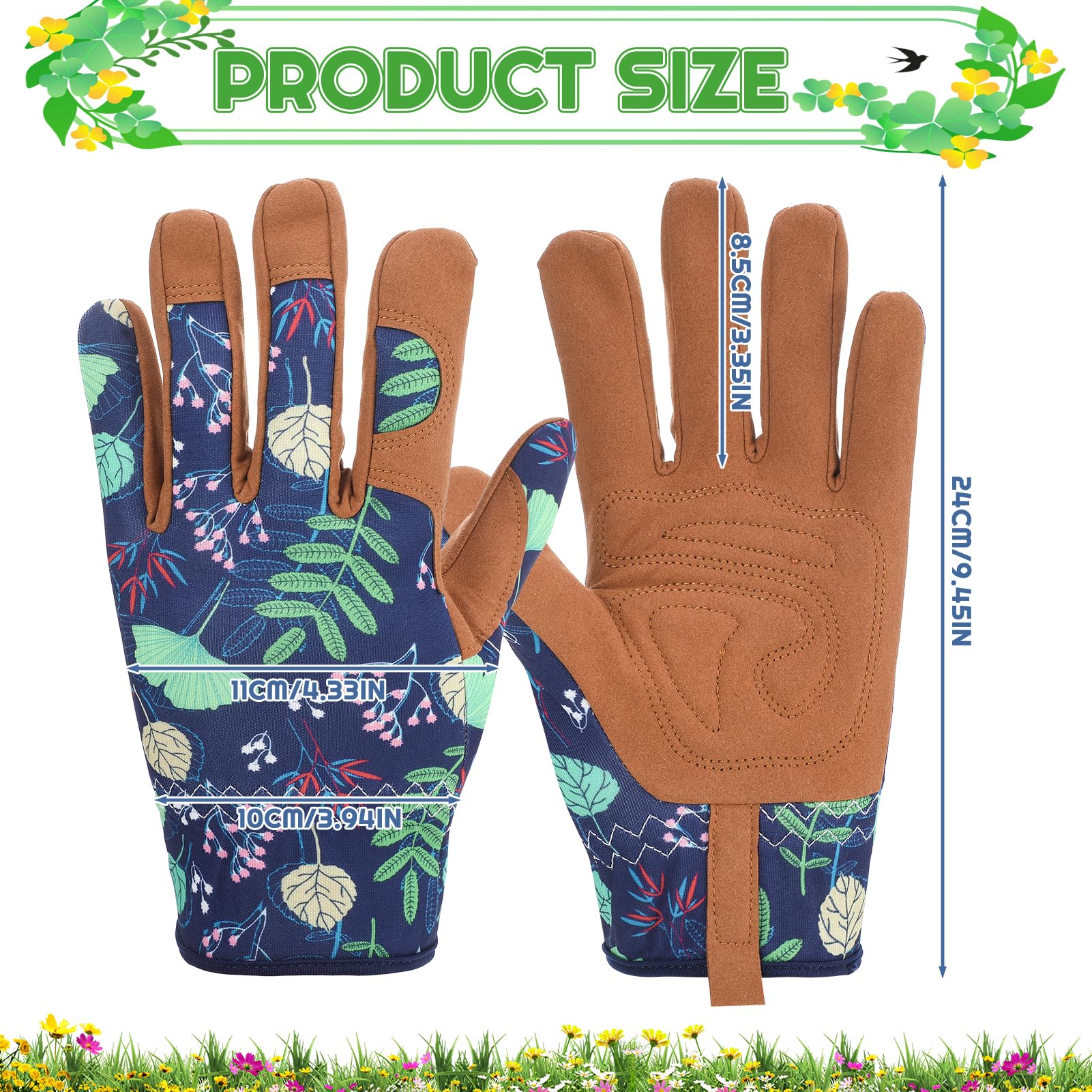 Jspupifip 2 Pairs Gardening Gloves for Women Short Long Leather Breathable Thorn Proof Protection Glove for Pruning Garden Work