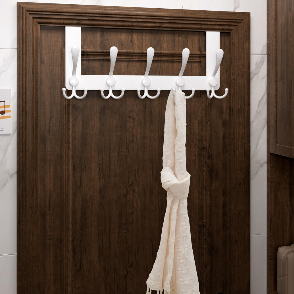 Honsky Over The Door Hooks,Over Door Hook for Hanging Clothes,Over The Door Hanger,Over The Door Towel Rack,Towel Hanger for Bathroom,Back of Door Hanger, White