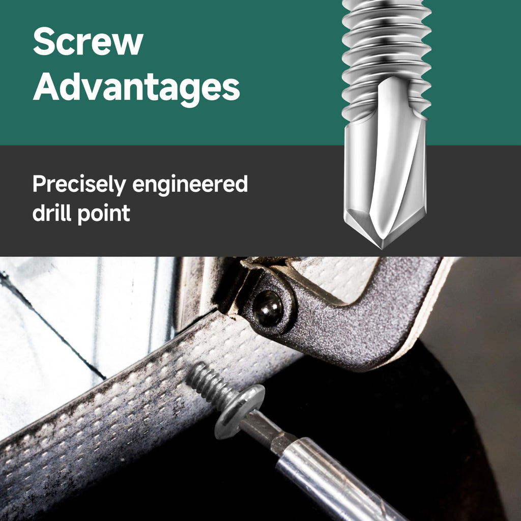 EASTPUK 100Pcs 10 x 1 Sheet Metal Screws, Stainless Steel Flat Head Socket Cap Self Drilling Screw, Allen Socket Drive, Self Tapping Screws with Drill Bit