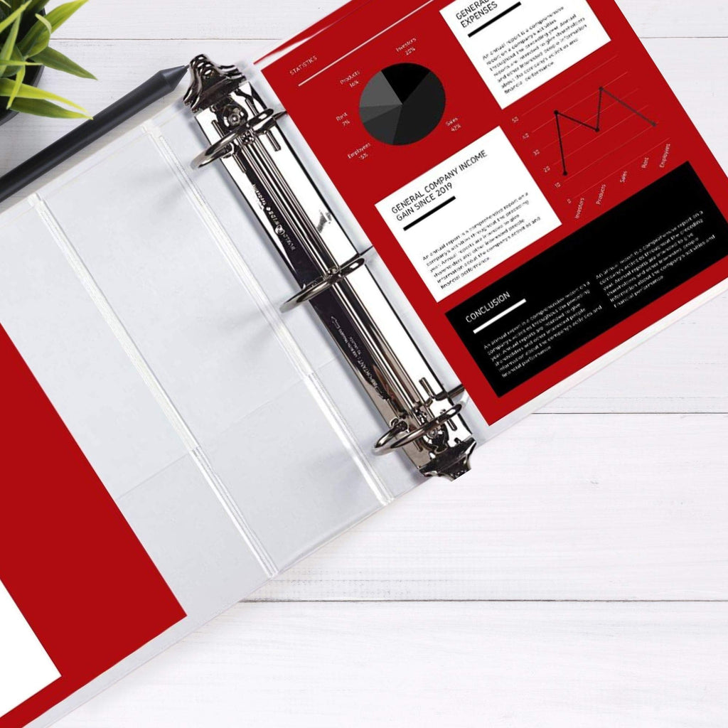 Performore 3 Ring Binder, Professional Angle D Ring 4 Inch, Presentation Folder for Standard Pages 8.5 x 11 with Pockets, Crystal Clear View White (2 Pack)