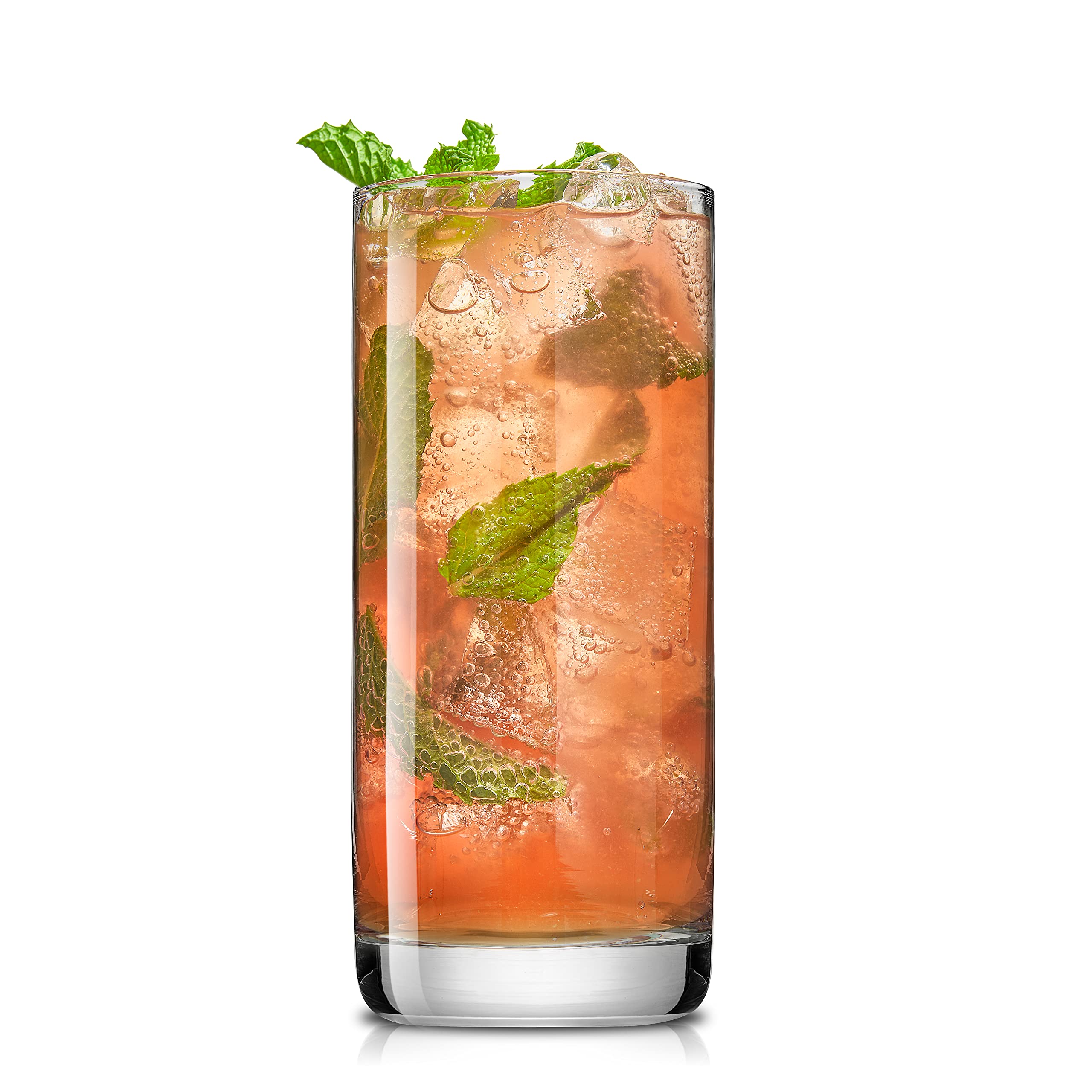 JoyJolt Faye Highball Glasses Set of 6 Tall Drinking Glasses. 13oz Cocktail Glass Set. Lead-Free Crystal Glassware. Bourbon or Whiskey Glass Cup, Bar, Iced Tea, Water, Mojito and Tom Collins Glasses