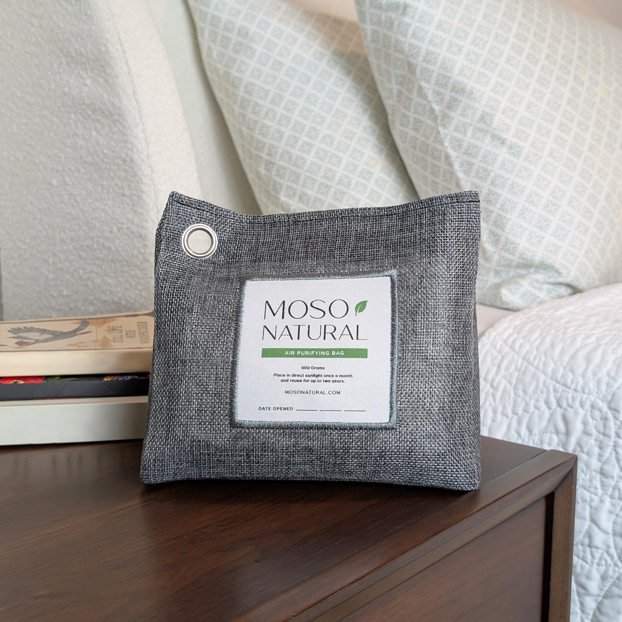 Moso Natural Air Purifying Bag 600g (21oz) Premium Bamboo Charcoal Odor Absorber | Pet Odor Eliminator for Home | Room Deodorizer for Large Spaces, Bedroom, Kitchen, Basement | Unscented Charcoal Bags