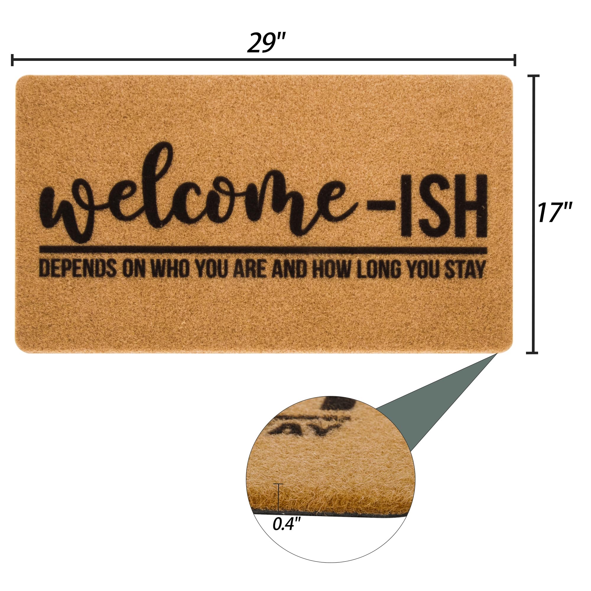 Eohak Welcome-Ish Front Door Mat - Welcome-Ish Depends Who You are Doormat Non Slip Backing Mat for Home Entry Farmhouse（17"x 29" ）