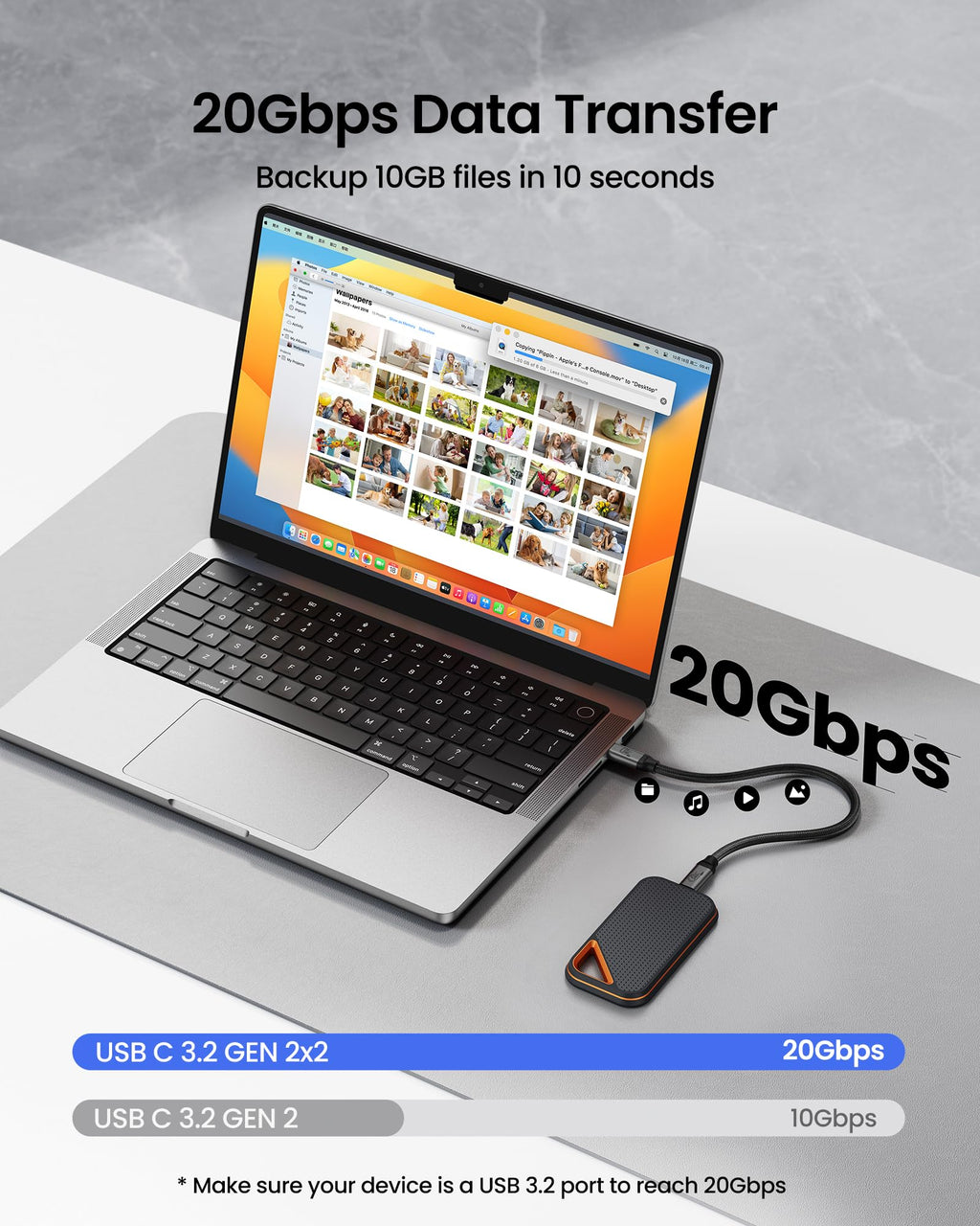 Silkland USB C Monitor Display Cable [4K@144Hz/60Hz 8K@30Hz], USB C 3.2 Gen 2x2 Video Cable, 20Gbps Data Transfer, 240W PD Fast Charge, Type C Cable Compatible with MacBook Pro, iPad, Mac Studio 3.3FT