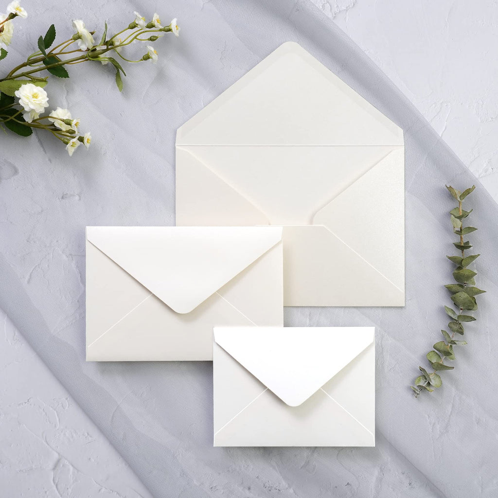 PONATIA 50 Pack A1 Envelopes, 3.62 x 5.2'' Ivory Envelopes Perfect for Weddings Cards, RSVP Cards, Response Cards, Baby Showers, Thank You Notes, Photos and any 3.5x5" inserts