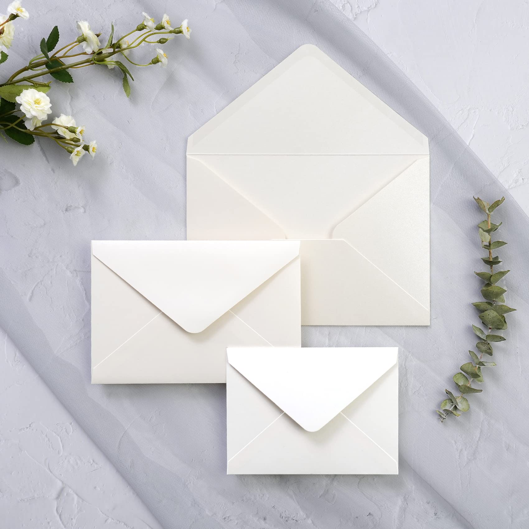 PONATIA 50 Pack A1 Envelopes, 3.62 x 5.2'' Ivory Envelopes Perfect for Weddings Cards, RSVP Cards, Response Cards, Baby Showers, Thank You Notes, Photos and any 3.5x5" inserts