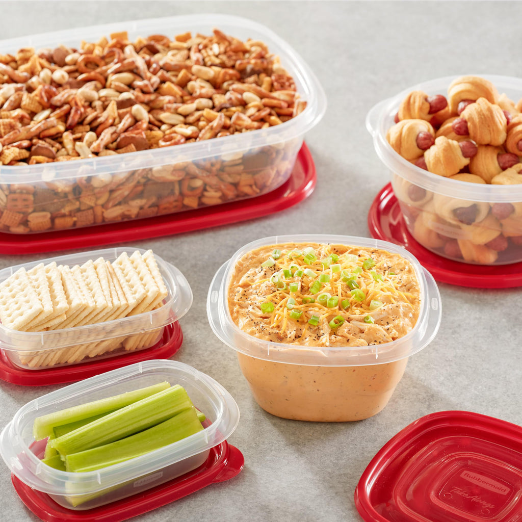 Rubbermaid TakeAlongs Food Storage Containers, 52 Piece Plastic Container Set, Dishwasher and Microwave Safe Meal Prep, Snack, and Lunch Container, BPA Free, Ruby Red