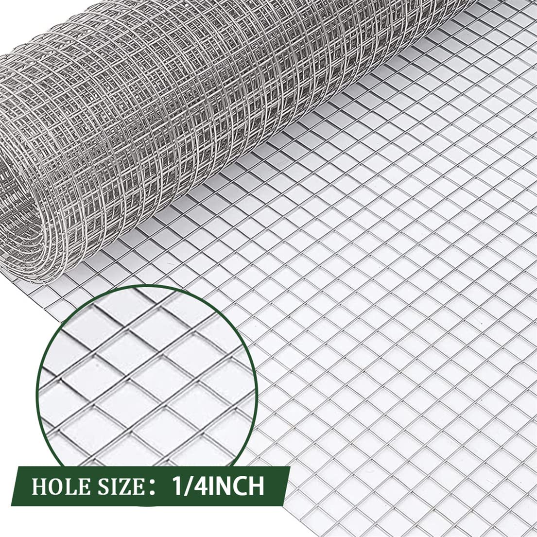 Hardware Cloth Wire Fence Roll, 30CM X 6M Galvanized Garden Fence Chicken Wire Mesh Roll Welded Mesh for Poultry Netting Cage Garden Protection Plants Supports
