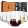 GLAZVIA Stemless Wine Glasses Set of 6, 15oz Clear Drinking Glassware Dishwasher Safe, Wine Glass Tumblers for Red or White, Gift for Party, Holiday, Anniversary, Restaurant, Home Bar, Daily Use