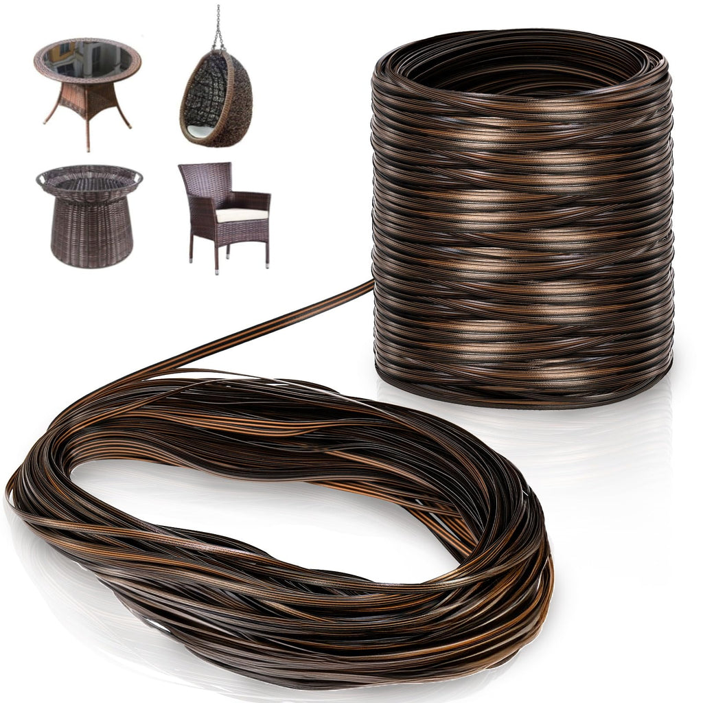 Covzoe 459Ft Wicker Repair Kit, Rattan Patio Chair Sofas Furniture Repair Supplies, Gradiant Coffe Brown Exlong Weaving Webbing Replacement Part for Outdoor Lawn Furniture