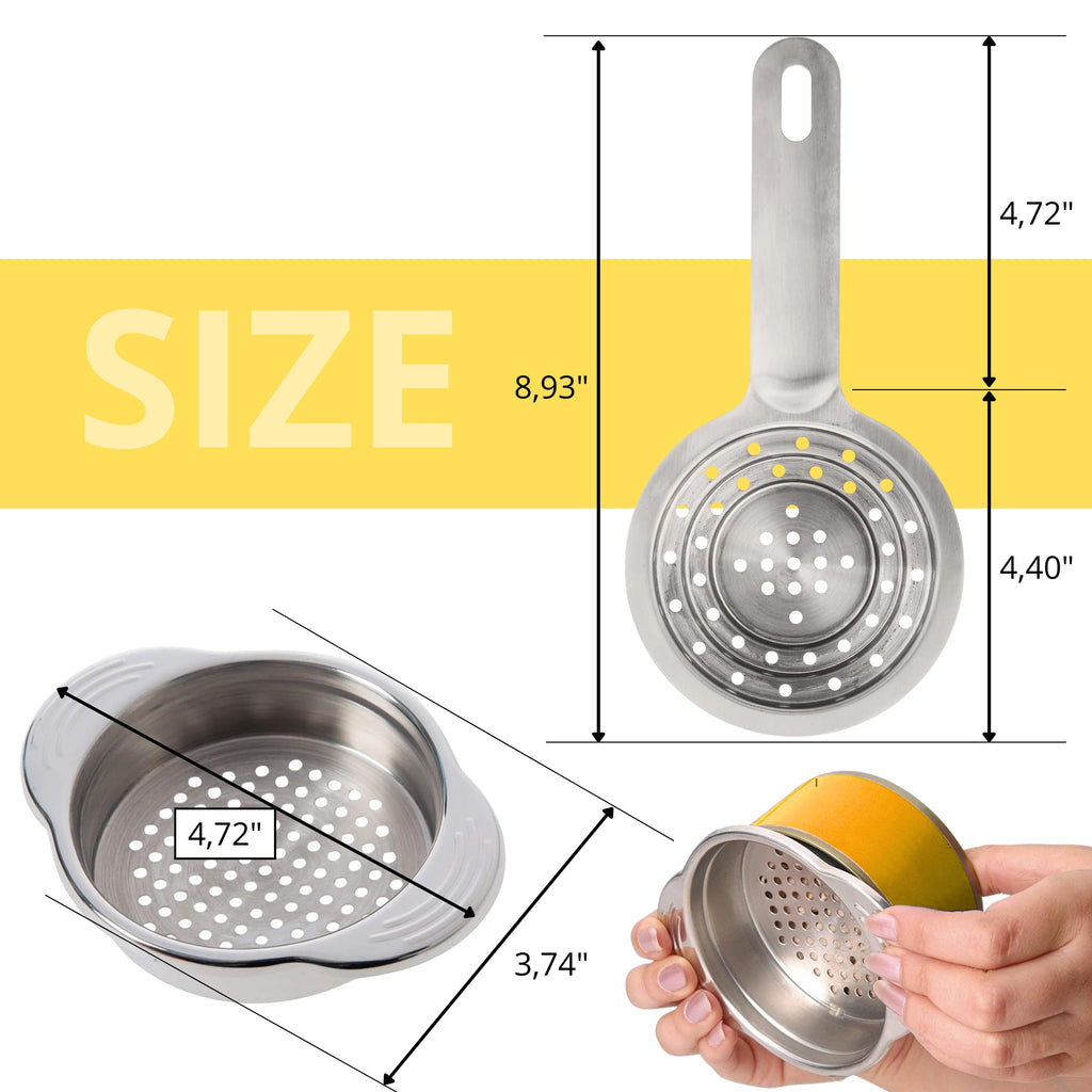 Pack of 2 Universal Can Colanders – Multipurpose Food Grade Stainless Colander with Handle for Large and Small Cans Vegetable Fruit Tuna Fish Can Strainer Small Colander Stainless Steel Colander Set