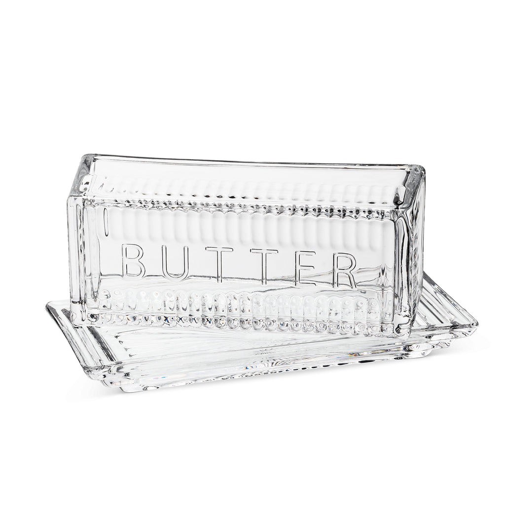 Abbott Collection Quarter Pound Butter Dish with Lid, Clear Glass (7" Long)