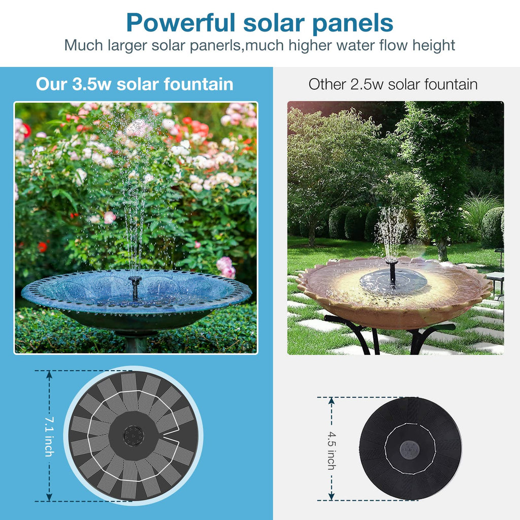 AISITIN 3.5W Solar Fountain, Solar Powered Water Fountain, Easy Setup Solar Fountain Pump for Bird Bath, Outdoor, Garden, Pond, Pool, 1 Pack Black