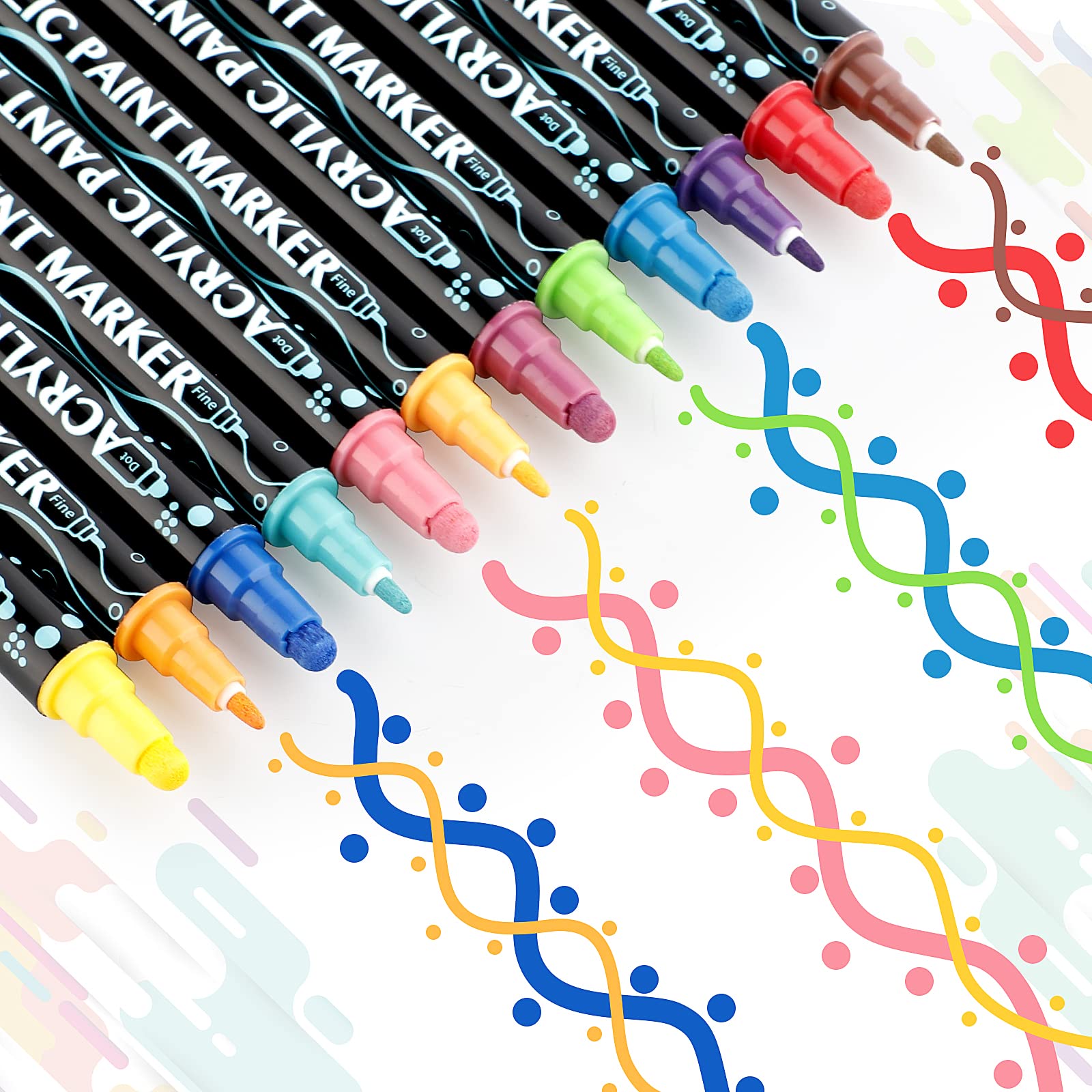 Dual Tip Acrylic Paint Pens Markers,36 Colors Premium Acrylic Paint Pens for Rock Painting Wood Canvas Plastic Metal And Stone, Acrylic Dot Markers Pen For DIY Crafts Making Art Supplies