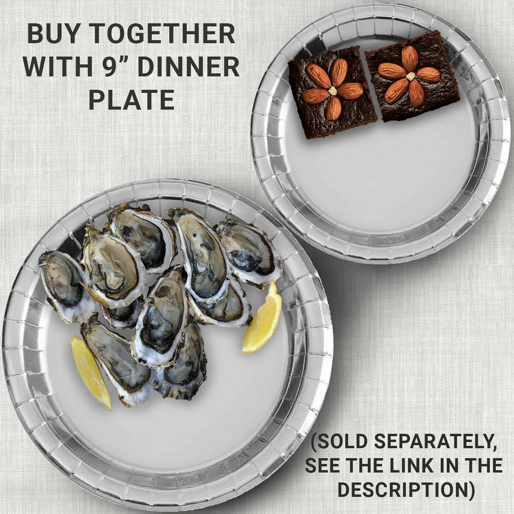 50-Pack 7" Metallic Silver Paper Plates - Practical for Desserts & Party Needs