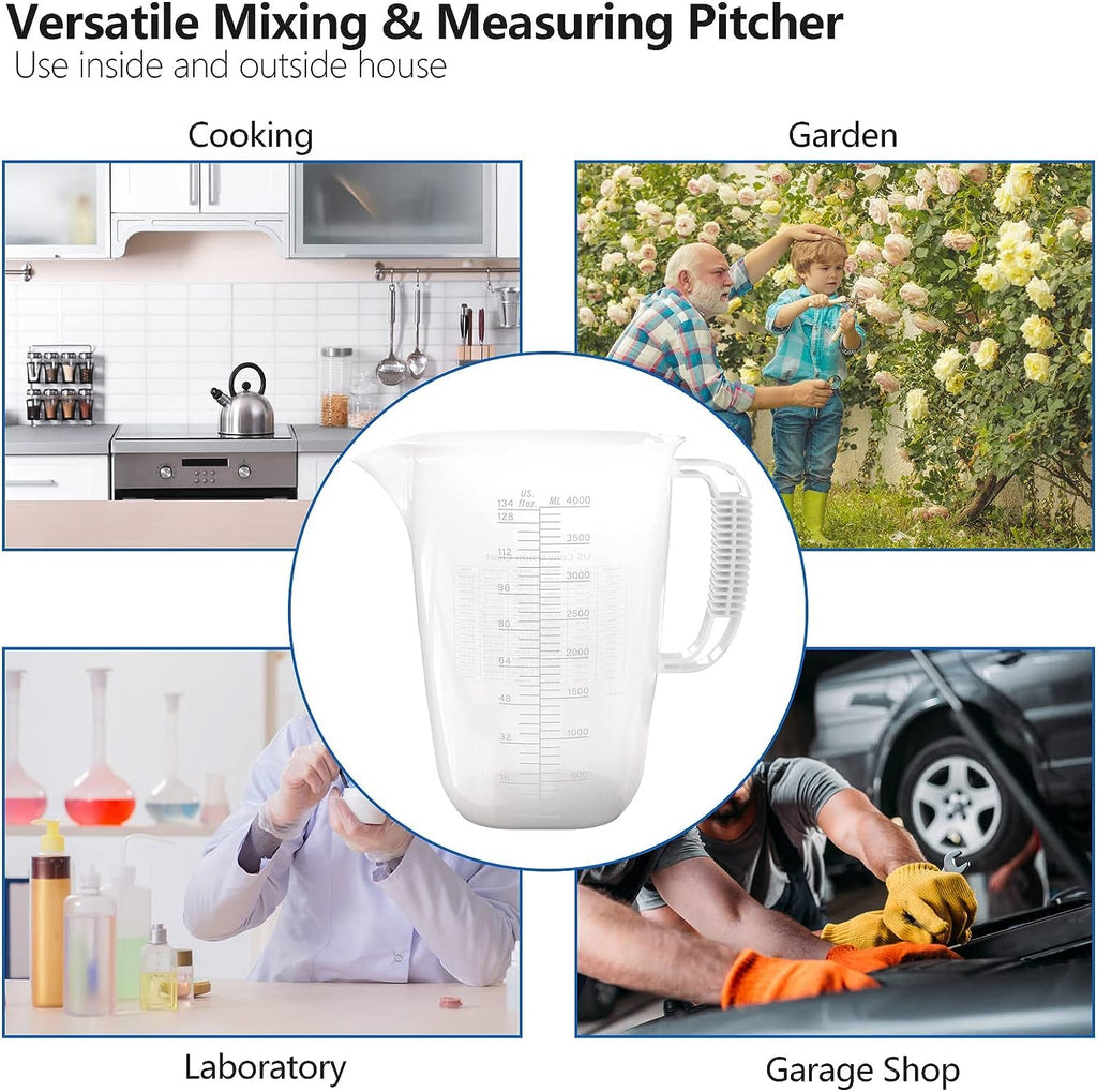 WhiteRhino 4L Measuring Jug, Extra Large Measuring Cup, Measuring Cup, Food Grade Material, Ideal for Painting, Chemicals, Motor-Glass Measuring Plastic