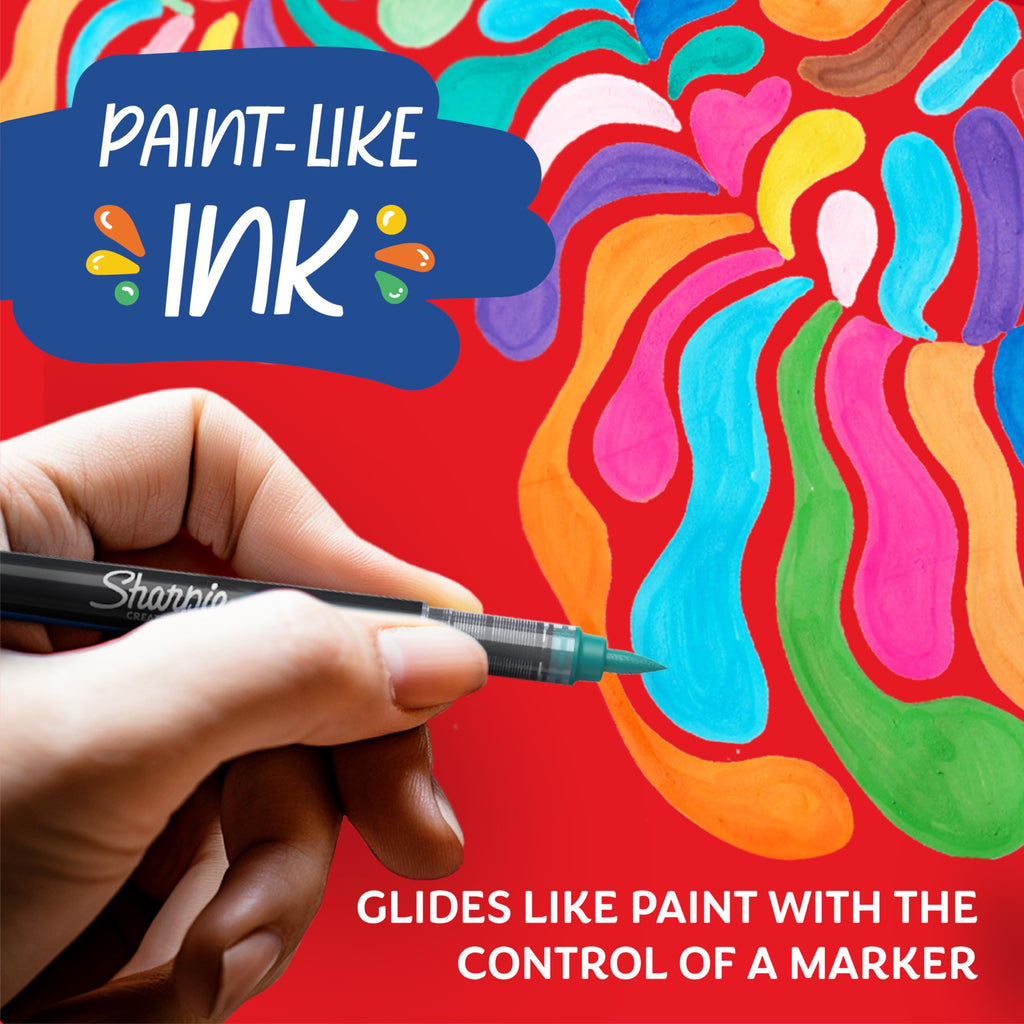 Sharpie Creative Markers, Water-Based Acrylic Markers, Brush Tip, Assorted Colours, 12 Count