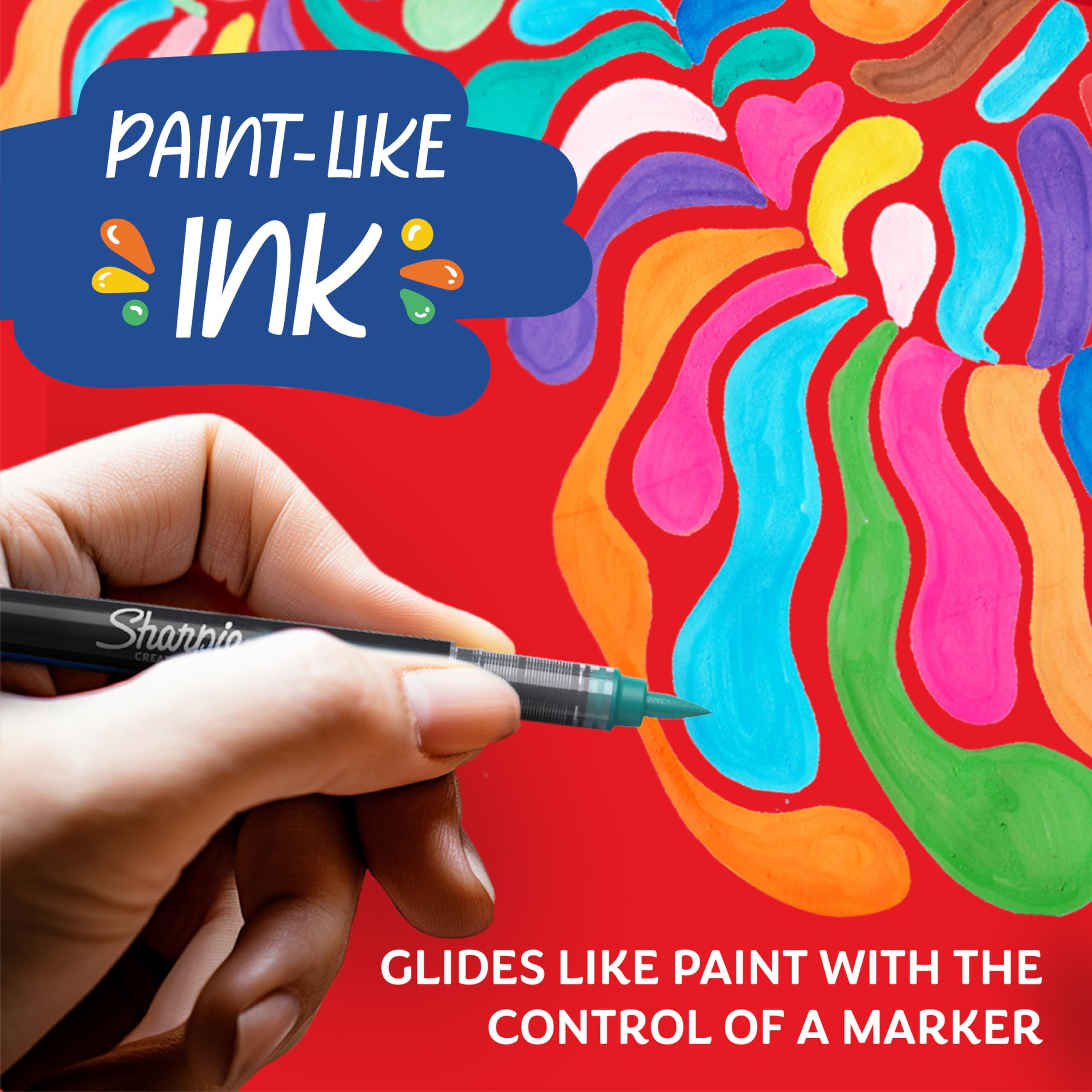 Sharpie Creative Markers, Water-Based Acrylic Markers, Brush Tip, Assorted Colours, 12 Count