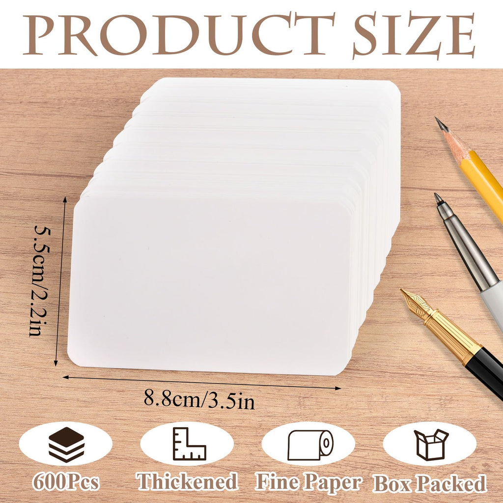 Akamino 600 Pcs Blank Kraft Paper Cards, Premium Blank White Cards Mini Business Card, Small Note Card, Message Vocabulary Card, Index Cards for Festival ThanksgivingThank You, DIY Craft Project