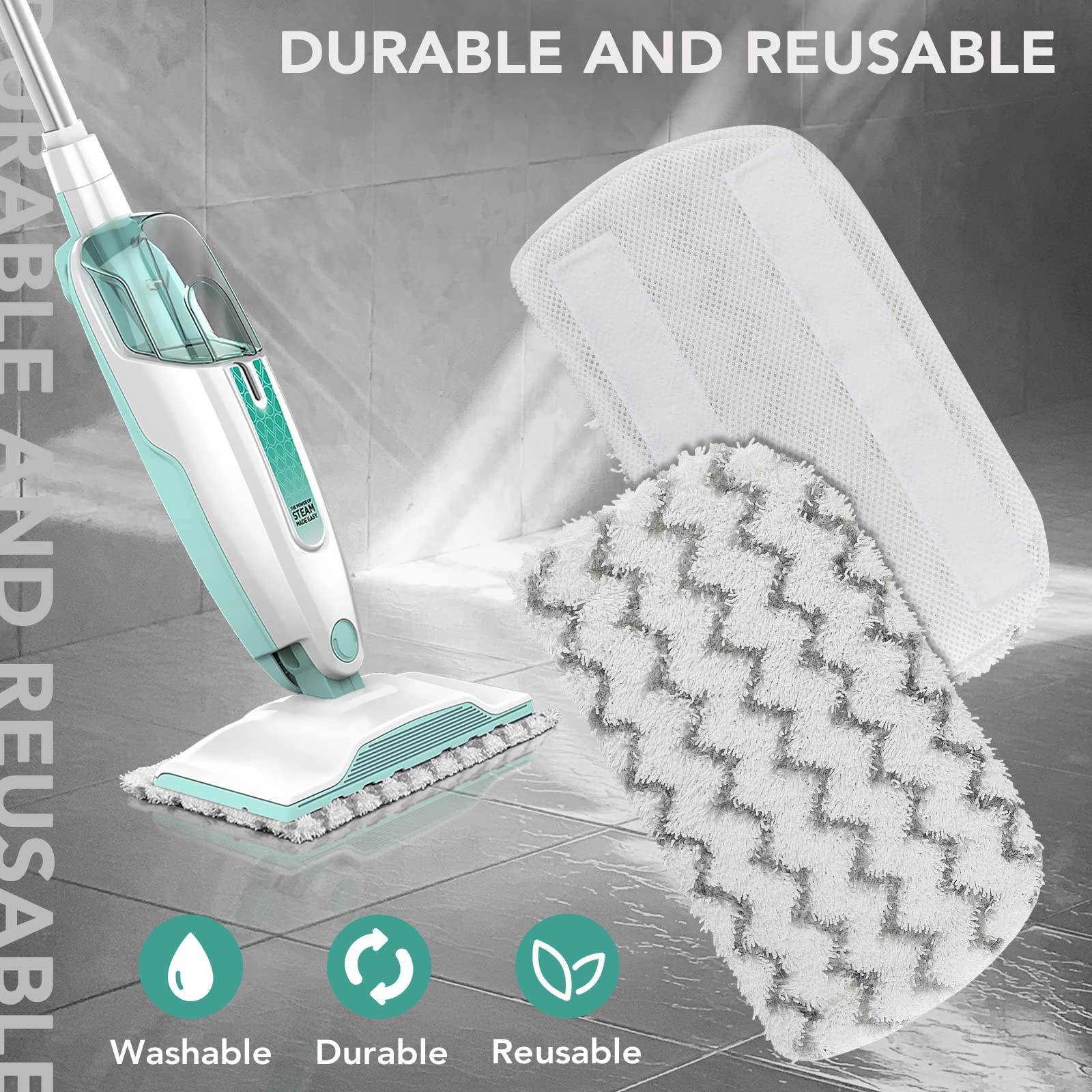 5 Packs Steam Mop Pads for Shark Steam Mop S1000 S1000A S1000C S1000WM S1001C Steamer Pads Dirt Grip Absorbing Refill,Microfiber Mop Pad for Beldray BEL01097 Steam Cleaner Cloths