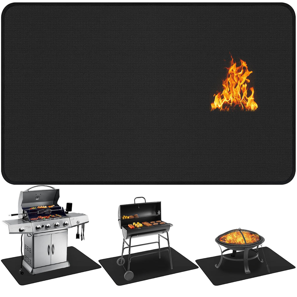 Uewpv 48x30 inch Grill Mat for Outdoor Grill, Double-Sided Fireproof Fire Pit Mat, Waterproof Oil-Proof Deck Protector for Patio, Lawn, Balcony & Fireplace