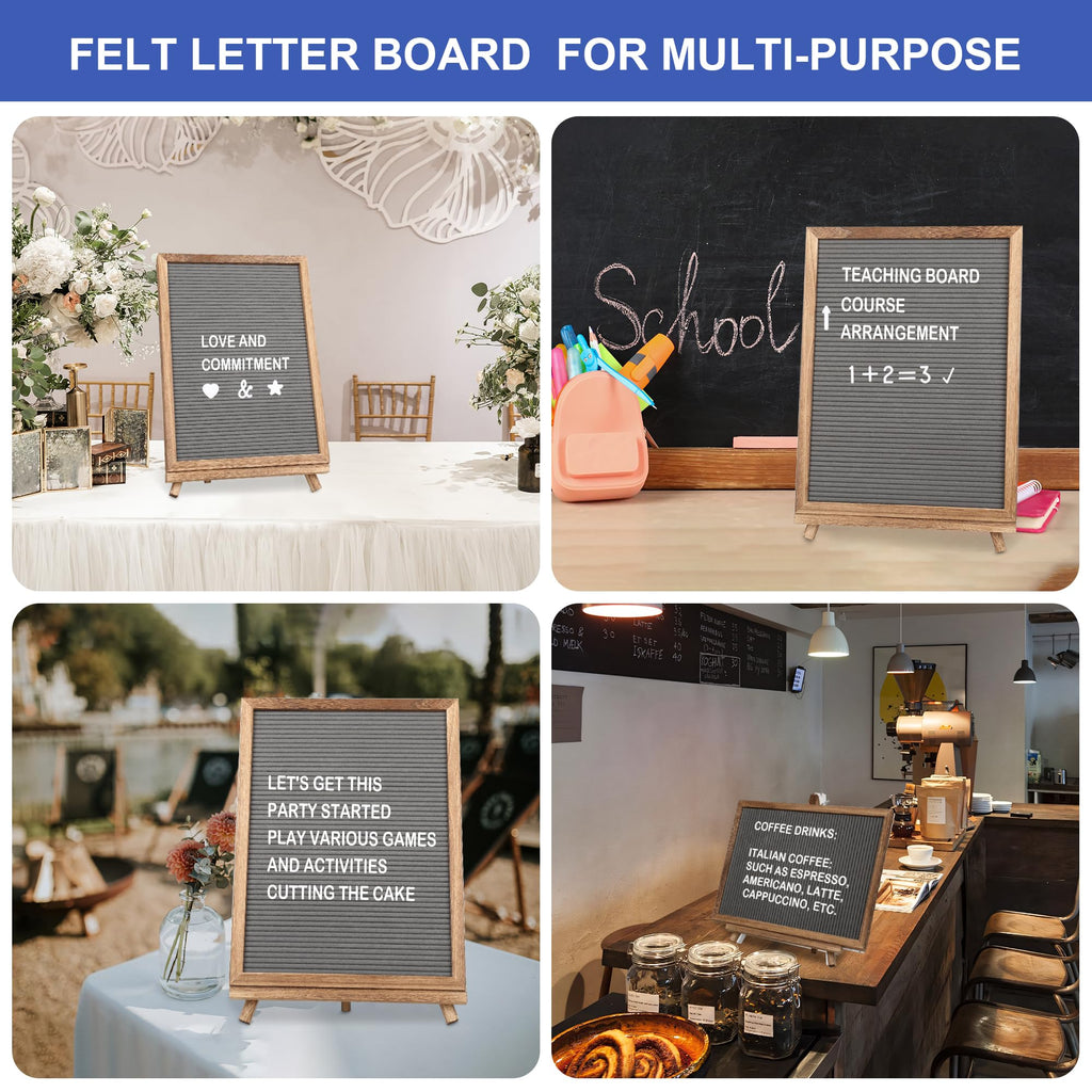 12x16 Inch A Frame Chalkboard Sign Double-Sided Rustic Changeable Felt Letter Board Chalkboard Menu for Restaurants, Weddings, Baby Announcement Board (Brown)
