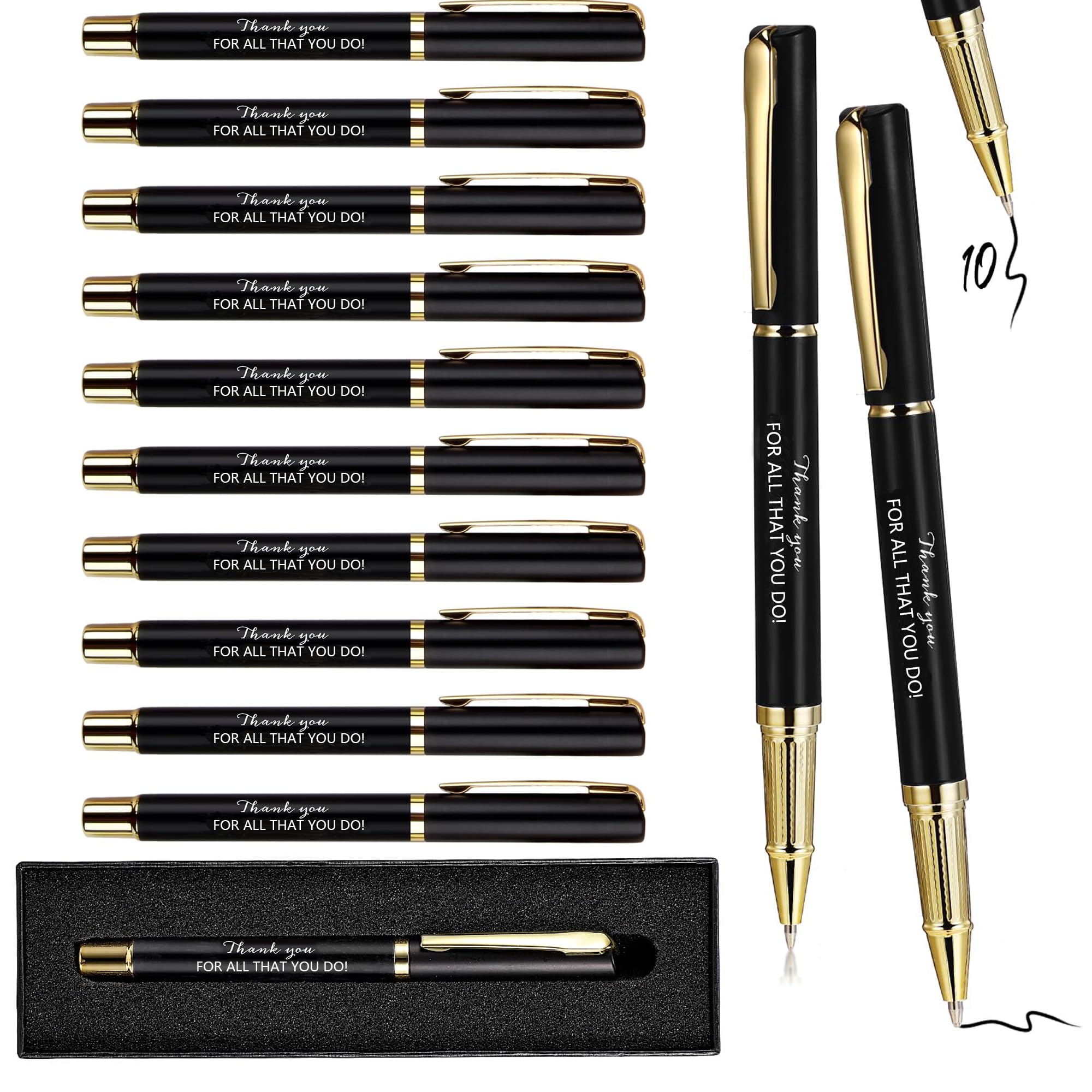 10/20/40 Sets Inspirational Thank You Gifts Employee Appreciation Gifts Bulk Ballpoint Engraved Business Pens with Gift Boxes (THANK YOU FOR ALL THAT YOU DO, 10)