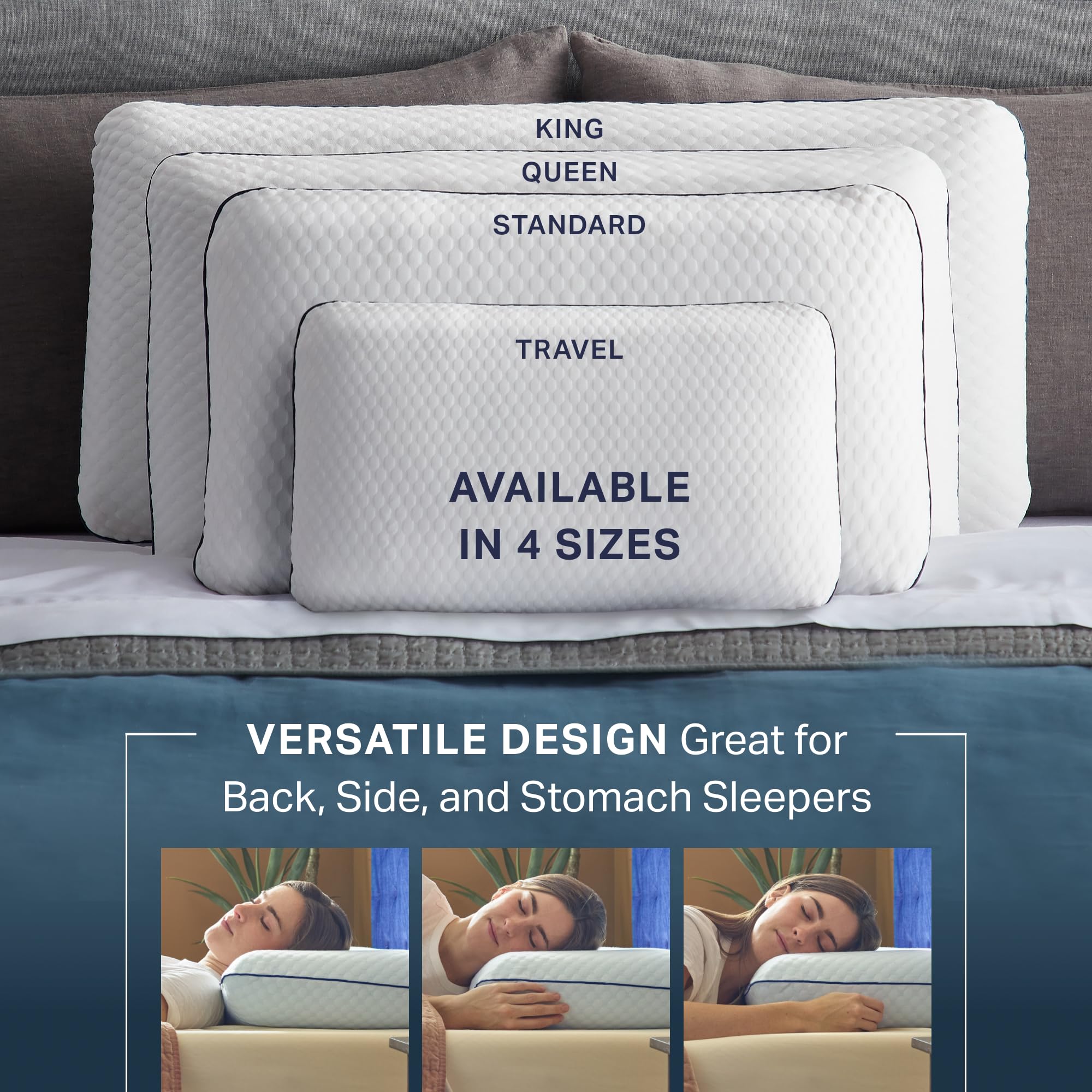 WEEKENDER Ventilated Gel Memory Foam Pillow - Washable Cover , White, Standard (Pack of 1)
